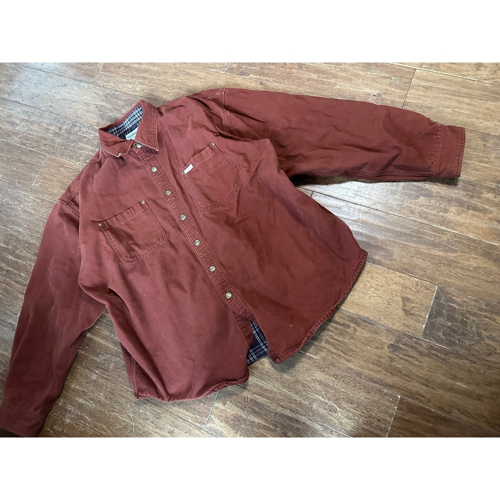 Carhartt S96CLY Flannel Lined Canvas Shirt Jacket Mens XL Clay Burnt Orange Snap